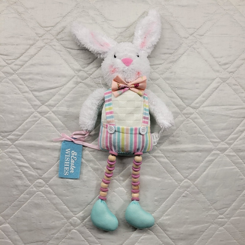 Old Time Pottery Easter Bunny shelf sitter‎ plush w/ spool legs